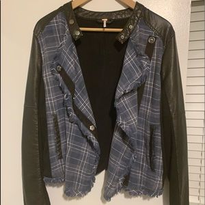 Free People Leather and  Fabric Jacket